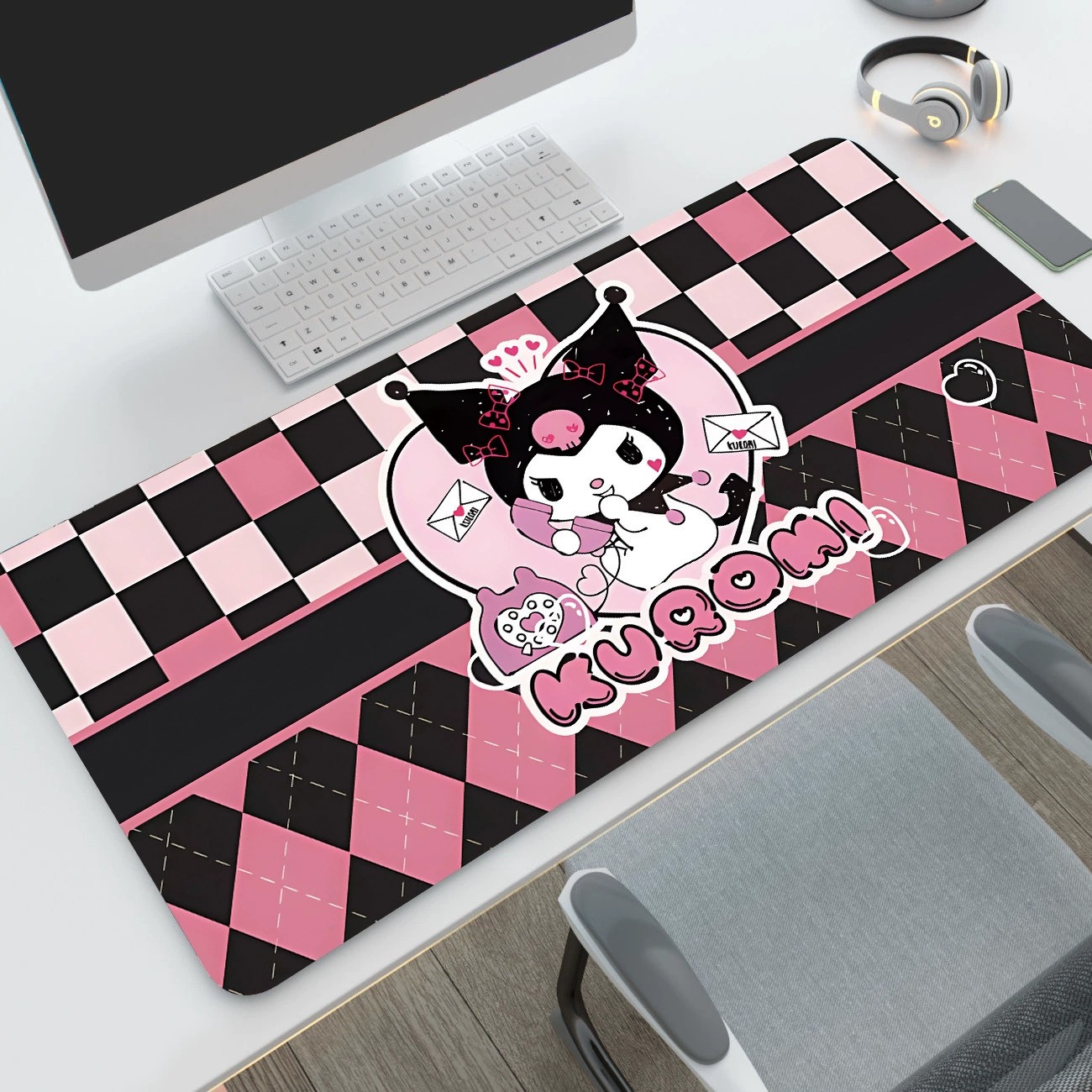 库洛米可爱鼠标垫女生超大加厚办公桌垫电脑键盘垫动漫...